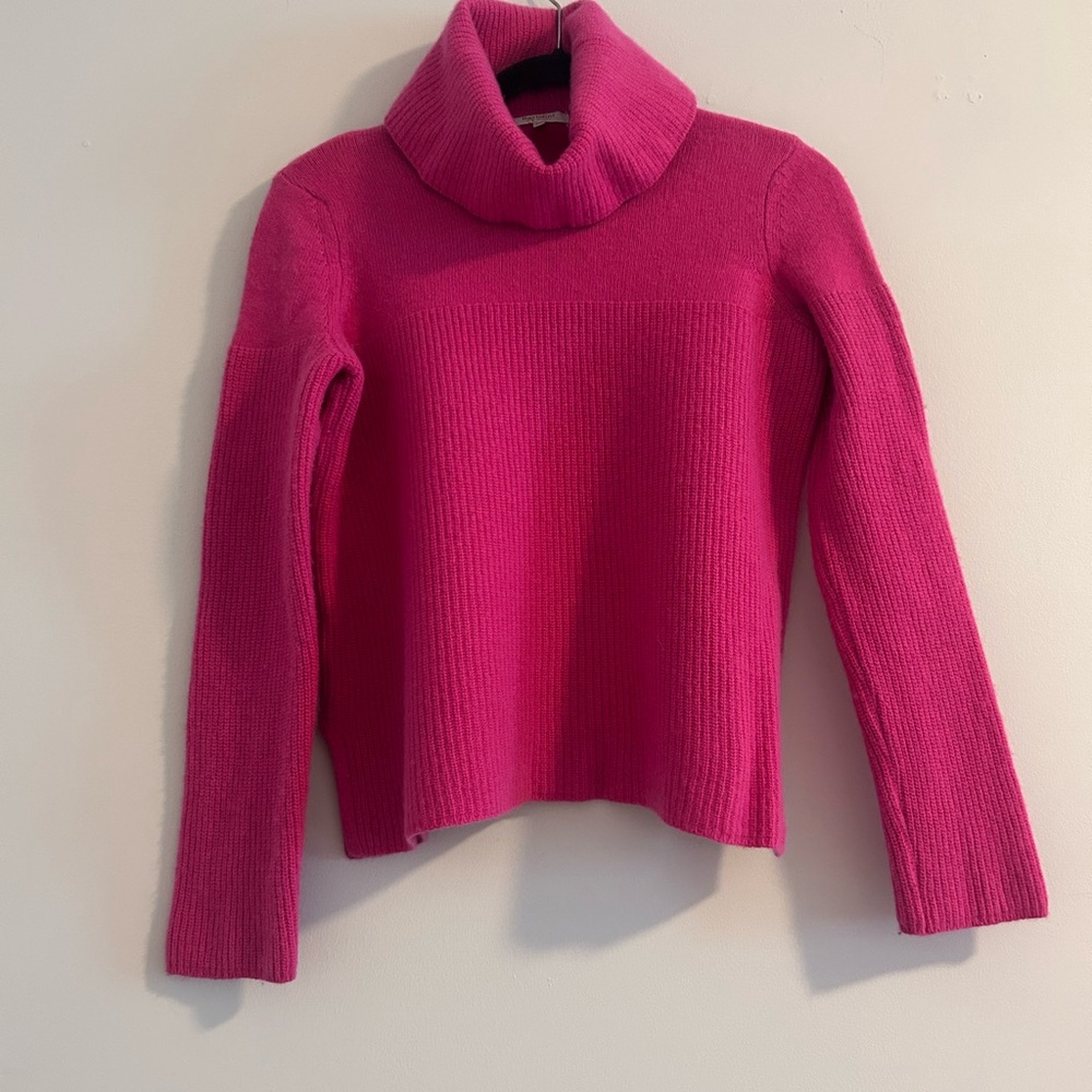 Elegant Fuchsia Cowl Neck 48% Wool Blend Sweater
